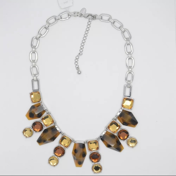 Lia Sophia Zocala Spotted Stone Bib Necklace - Picture 1 of 11